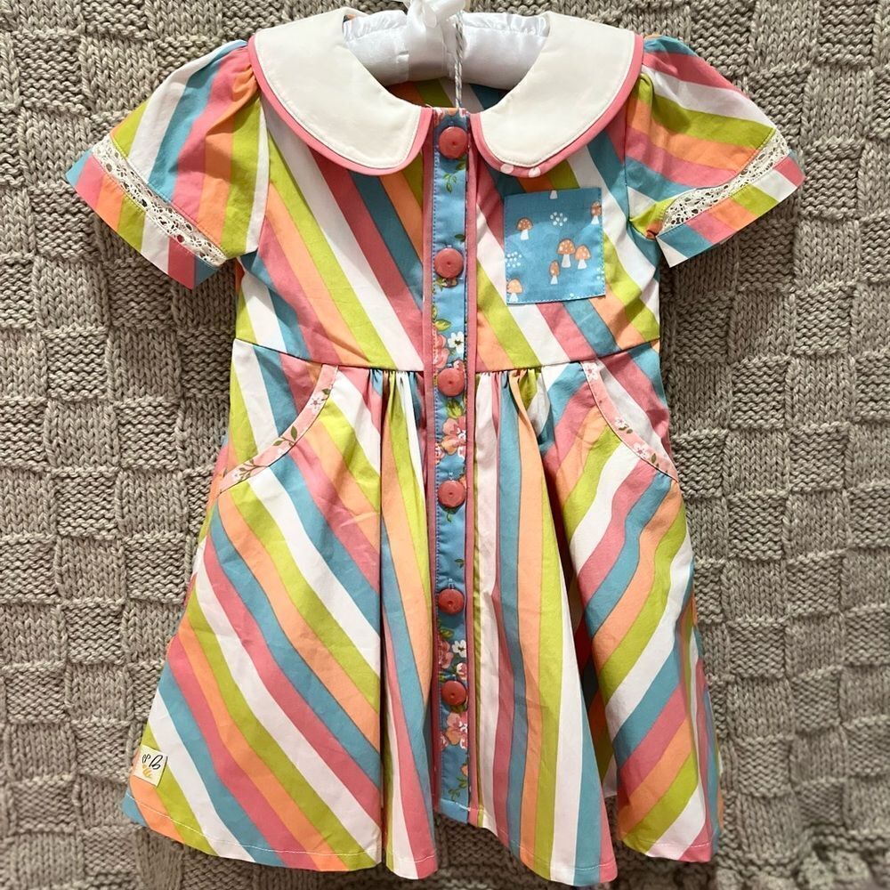 Wildflowers DayDream Believer Rainbow Row Rainbow Striped Dress 2T NEW